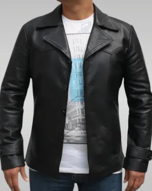 Mens Black Vintage Leather Biker Jacket