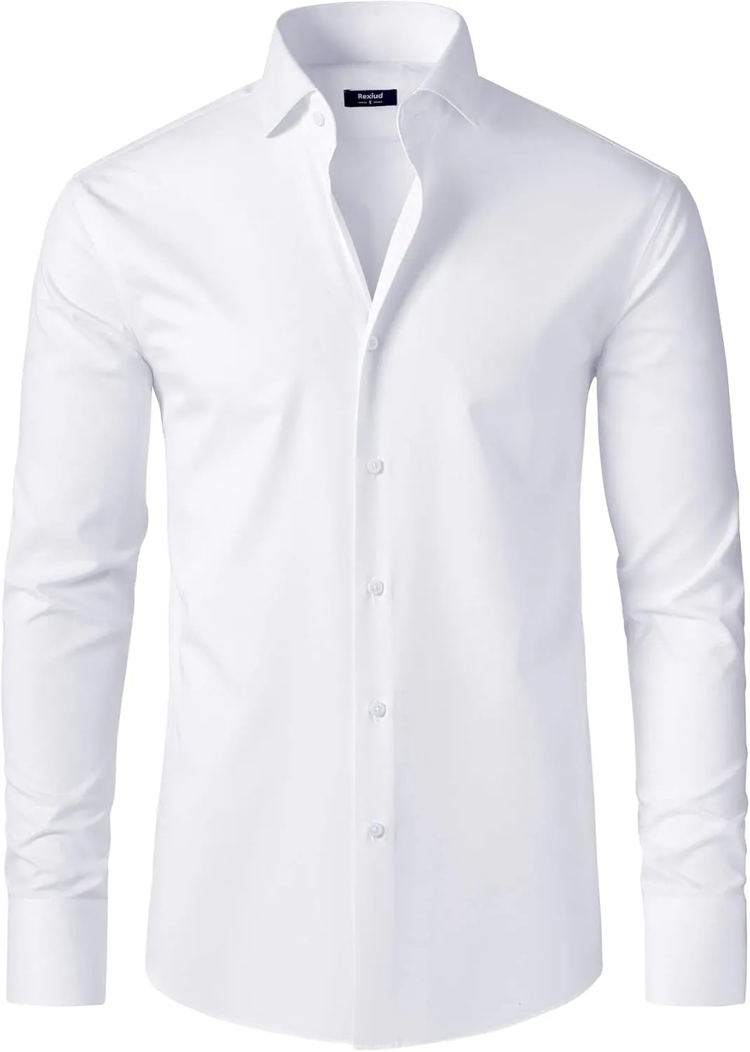 Men's Dress Shirt Stretch Formal Shirt Business Casual Cutaway Collar Long Sleeve Convertible Cuffs Solid