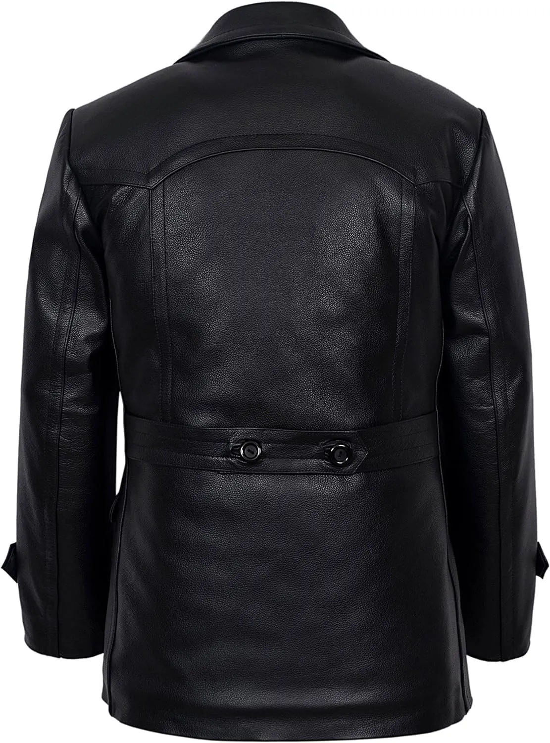 Men's Kriegsmarine German Ww2 Dr Who Reefer Hide Leather Jacket Coat Four Button Leather Car Coat - Pea Coat for Mens