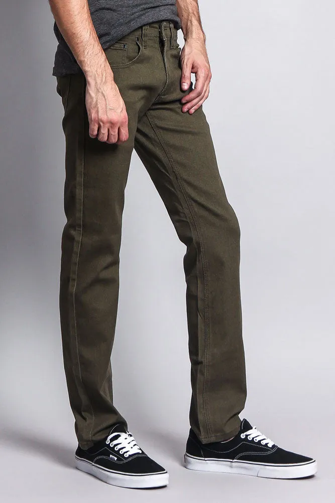 Men's Slim Fit Colored Jeans (Olive)