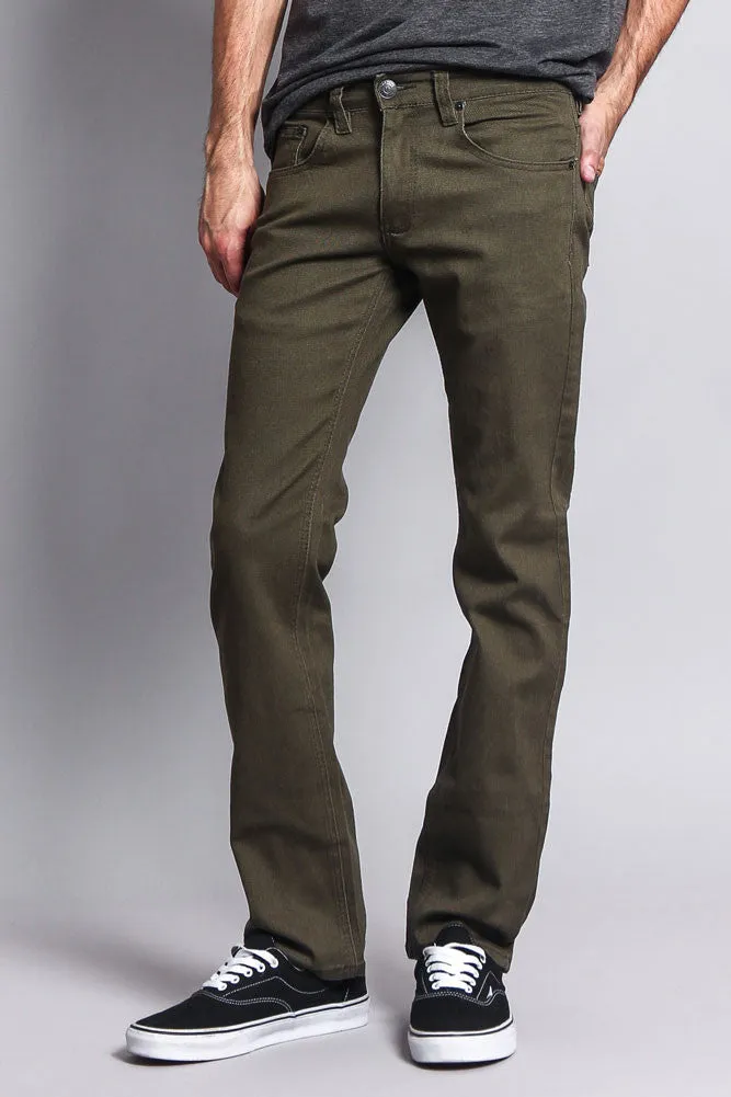 Men's Slim Fit Colored Jeans (Olive)