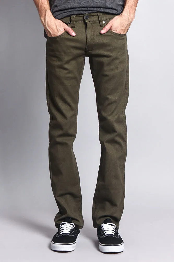 Men's Slim Fit Colored Jeans (Olive)