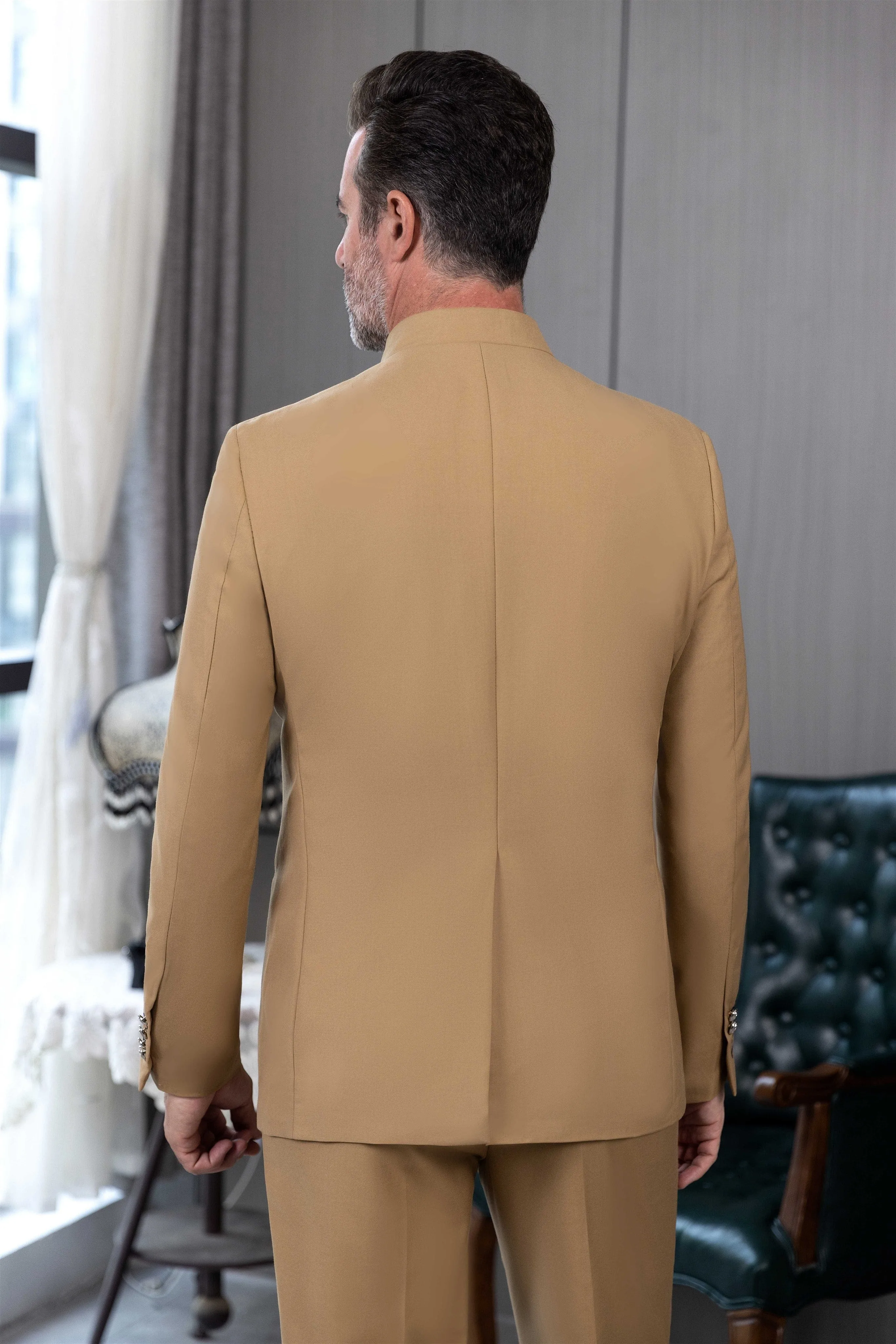 Men's Suit 2 Piece Stand Lapel Jacket (Blazer Pants)