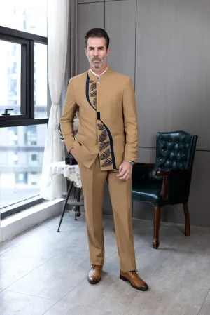 Men's Suit 2 Piece Stand Lapel Jacket (Blazer Pants)