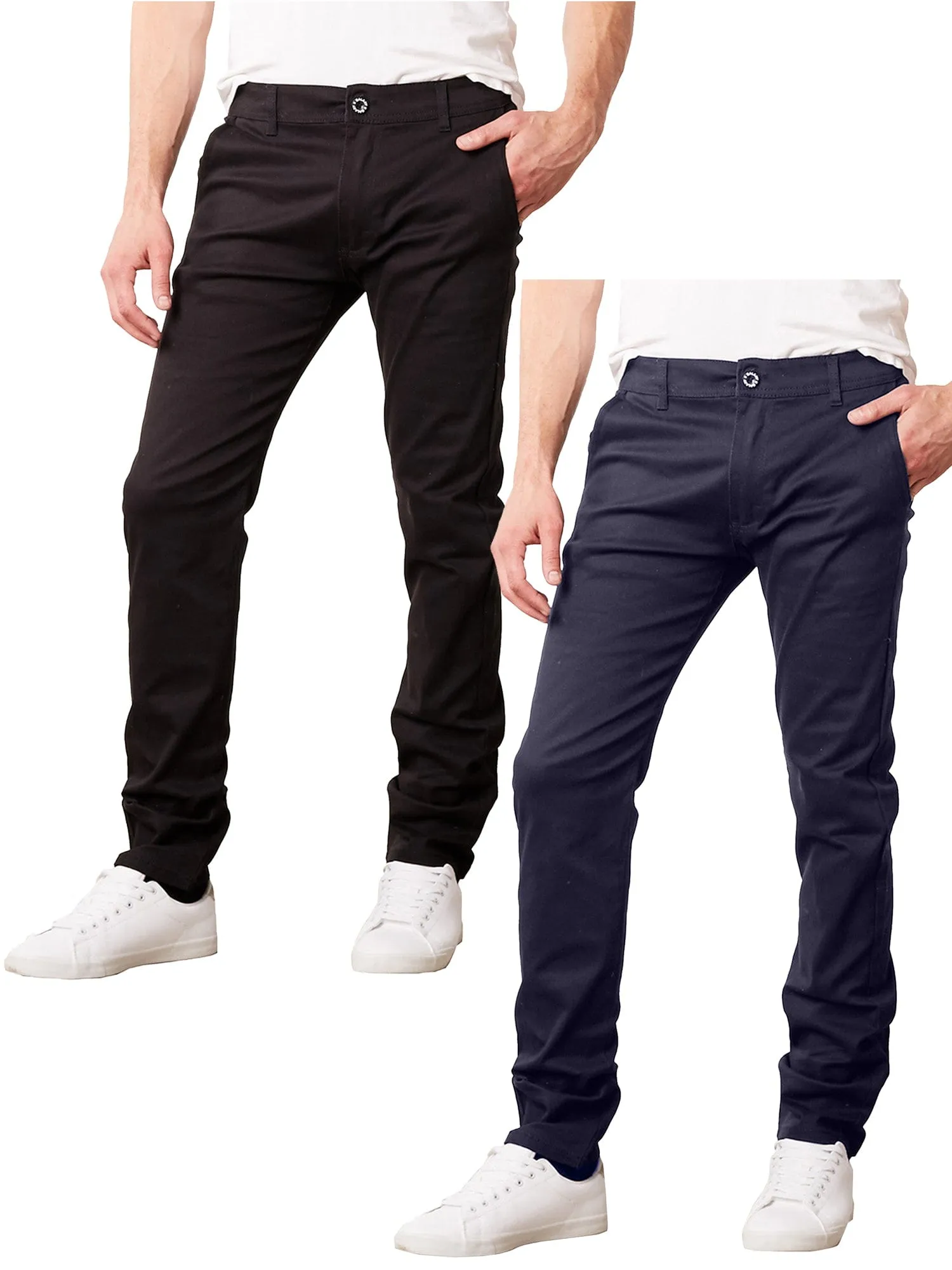 Men's Super Stretch Slim Fit Everyday Chino Pants (Sizes, 30-42) 2-PACK