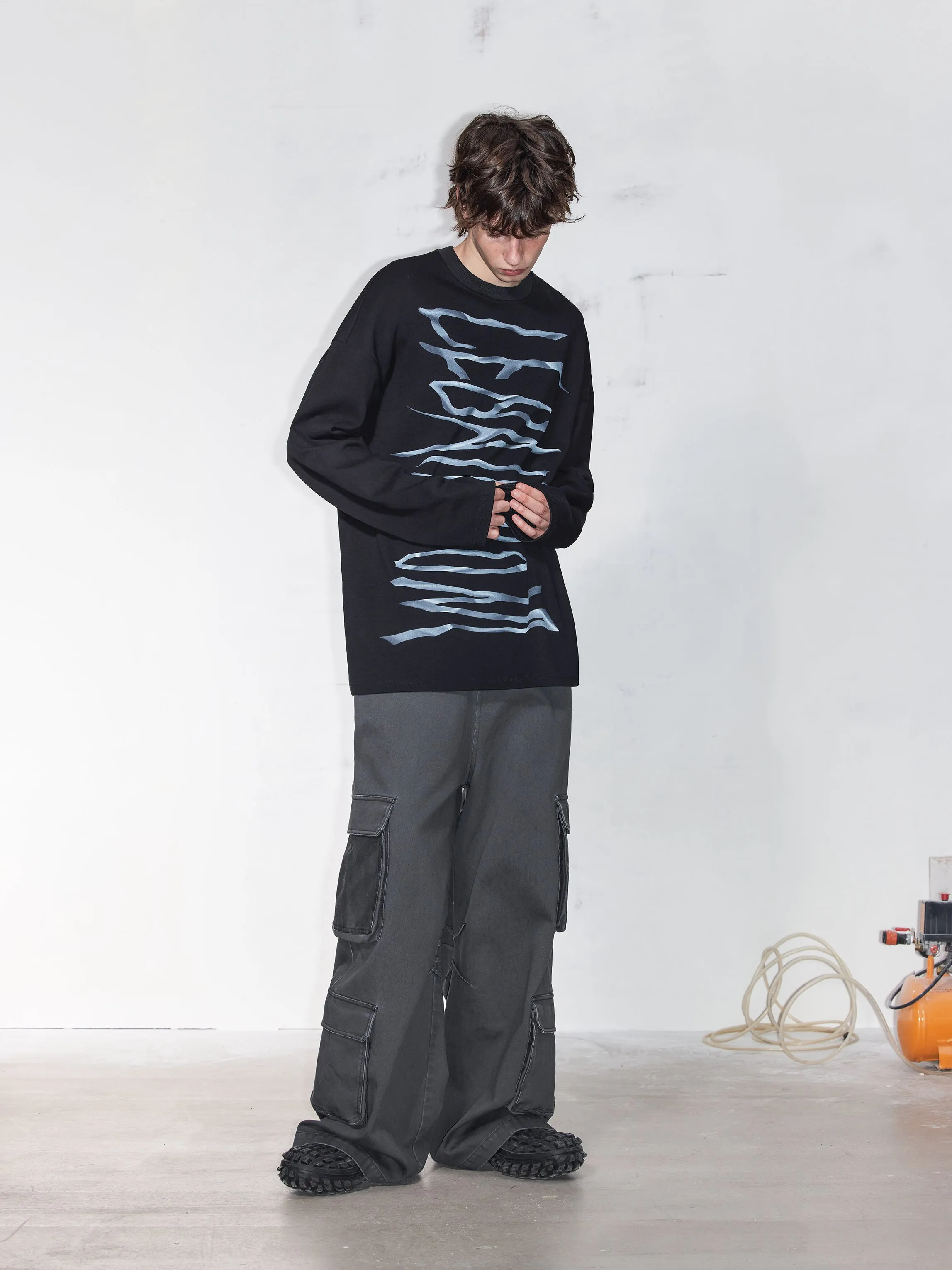 Multi-pocket loose straight pants