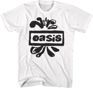 Oasis Band T Shirt Splatter Logo Adult White Short Sleeve 90s English Rock Music Retro Style Graphic Tees