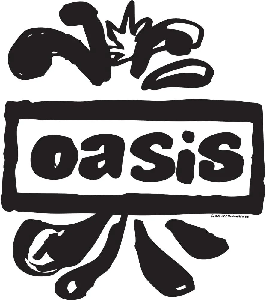 Oasis Band T Shirt Splatter Logo Adult White Short Sleeve 90s English Rock Music Retro Style Graphic Tees