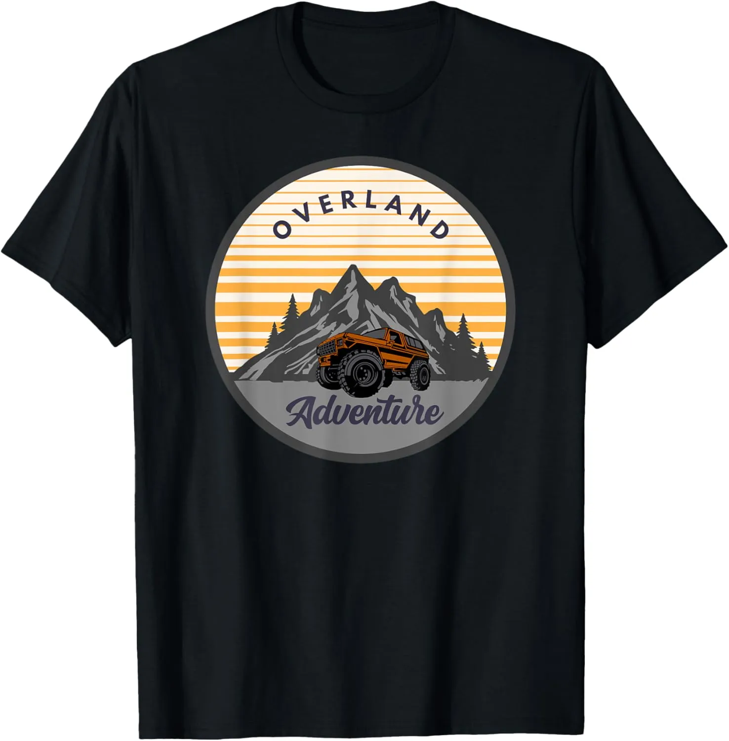 Overland Adventure Unisex-Adults, Kids T-Shirt Black Short Sleeve Small