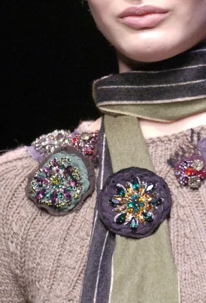 Prada fall '04 jewelled fabric brooch, green & multi