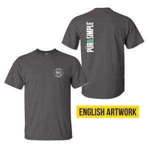 PUR&SIMPLE UNISEX S/S COTTON TEE - CHARCOAL (ENGLISH ARTWORK)