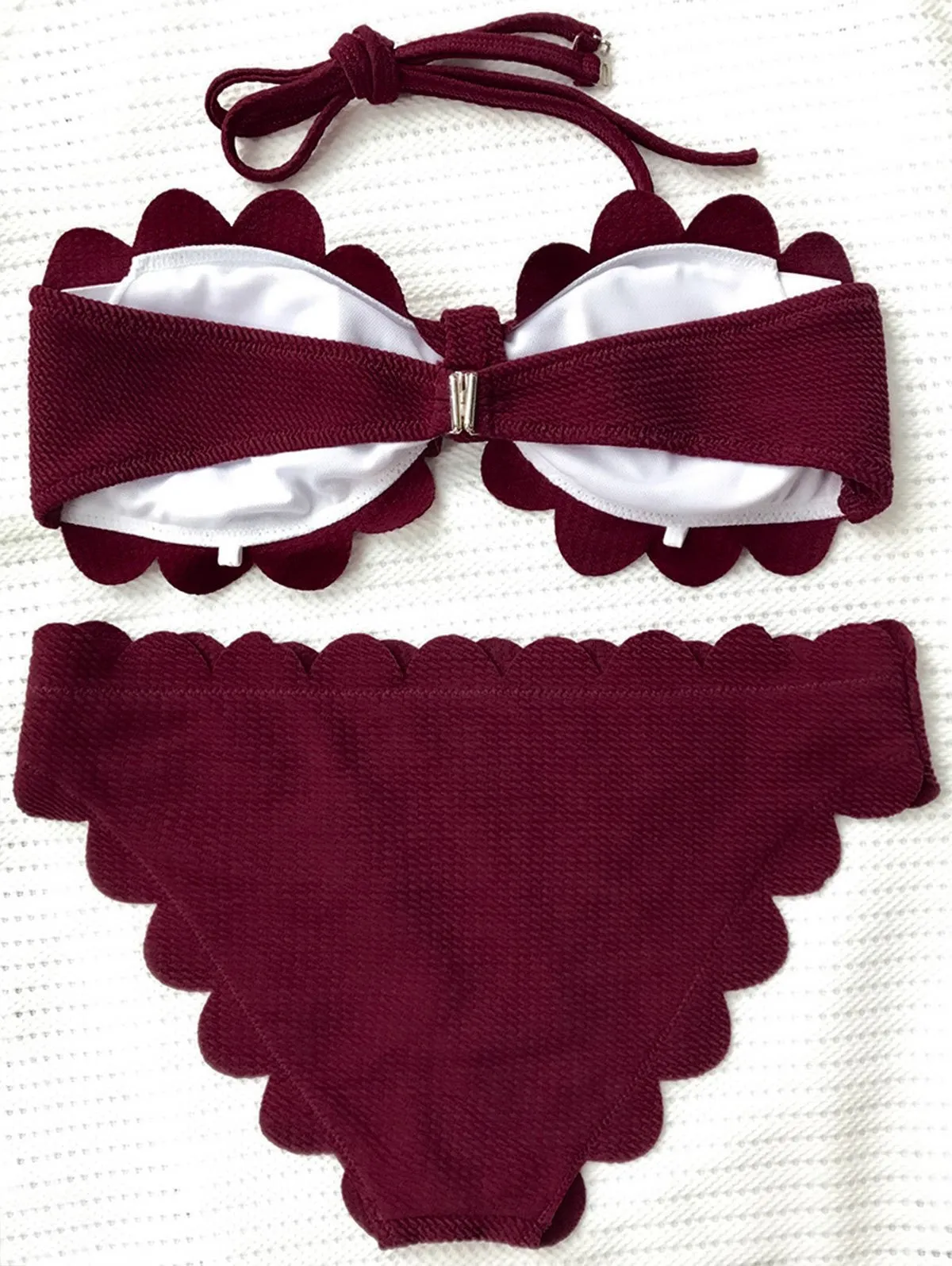 Scalloped Bandeau Bathing Suit
