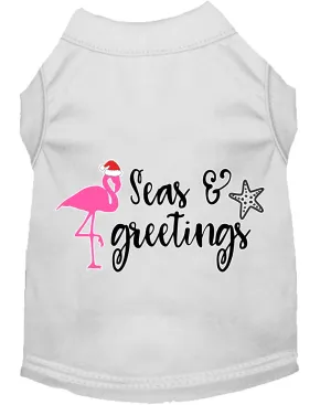 Seas And Greetings Screen Print Dog Shirt White Sm
