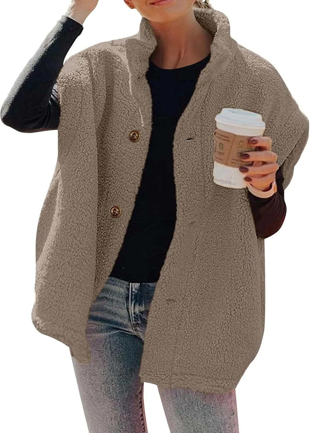 Sherpa Vest Women Sleeveless Button Down Fuzzy Fleece Vest Jacket Casual Oversized Vests Outerwear with Pockets