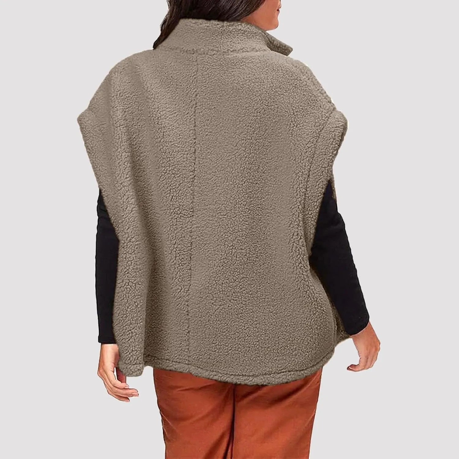 Sherpa Vest Women Sleeveless Button Down Fuzzy Fleece Vest Jacket Casual Oversized Vests Outerwear with Pockets