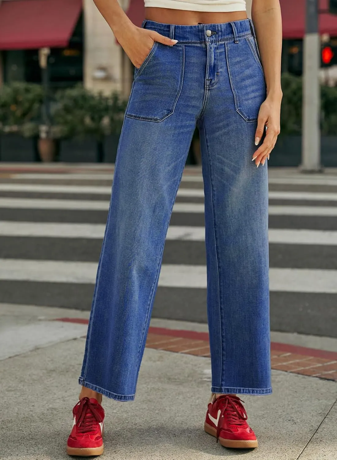 Sidefeel Womens Jeans Trendy 2025 High Waisted Wide Leg Straight Leg Stretchy Jeans
