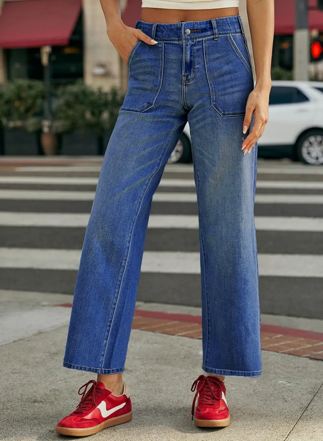 Sidefeel Womens Jeans Trendy 2025 High Waisted Wide Leg Straight Leg Stretchy Jeans