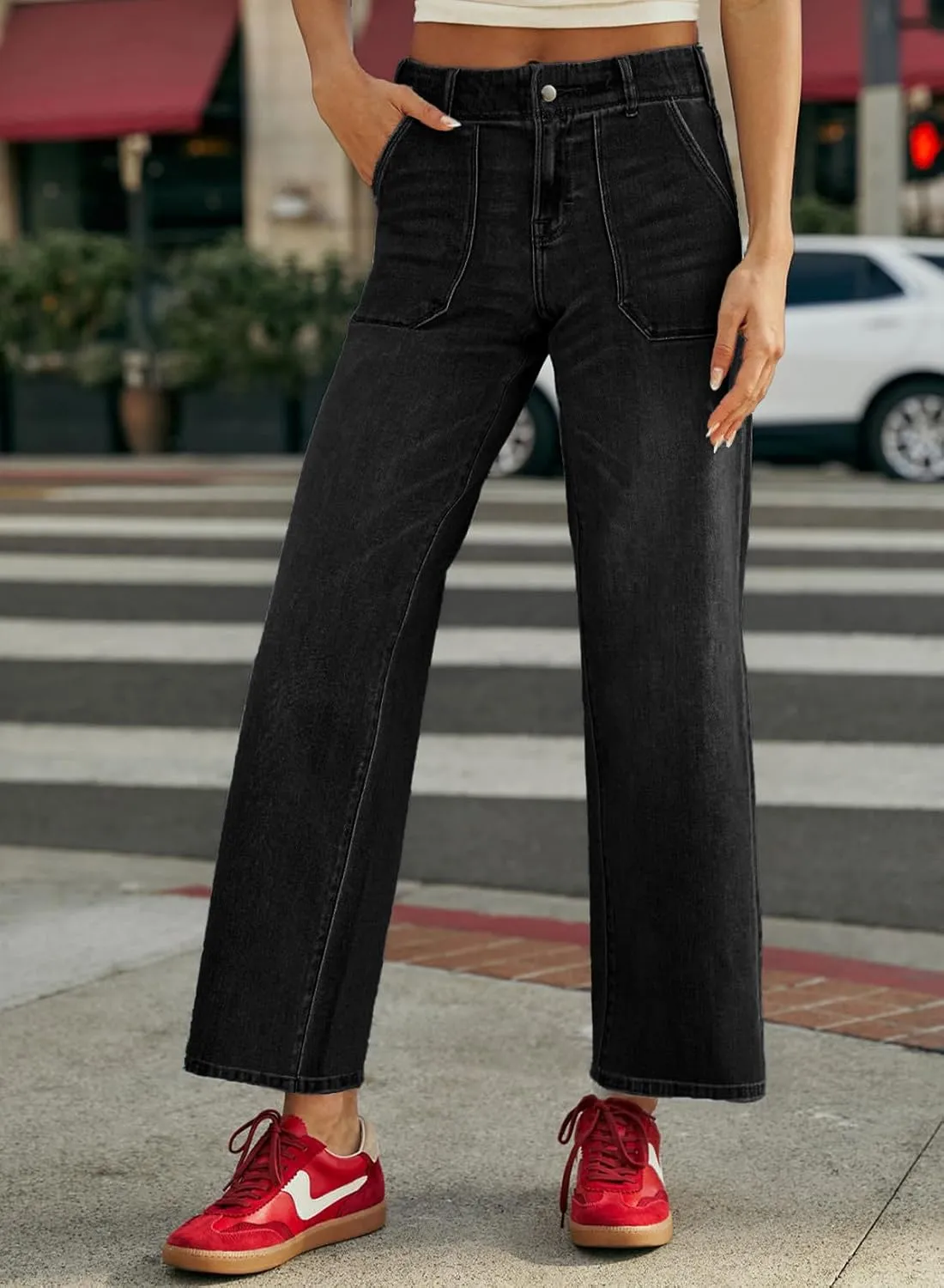 Sidefeel Womens Jeans Trendy 2025 High Waisted Wide Leg Straight Leg Stretchy Jeans