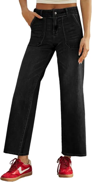 Sidefeel Womens Jeans Trendy 2025 High Waisted Wide Leg Straight Leg Stretchy Jeans