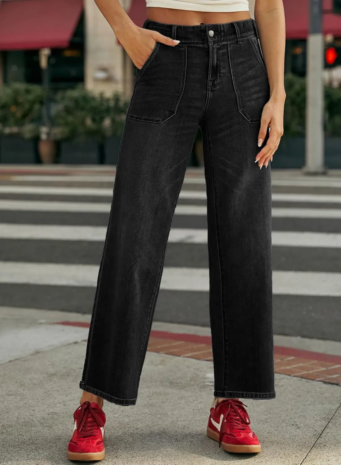 Sidefeel Womens Jeans Trendy 2025 High Waisted Wide Leg Straight Leg Stretchy Jeans