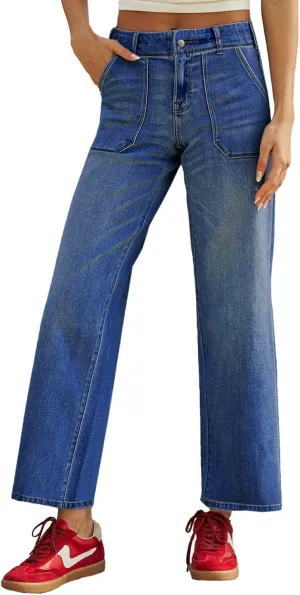 Sidefeel Womens Jeans Trendy 2025 High Waisted Wide Leg Straight Leg Stretchy Jeans