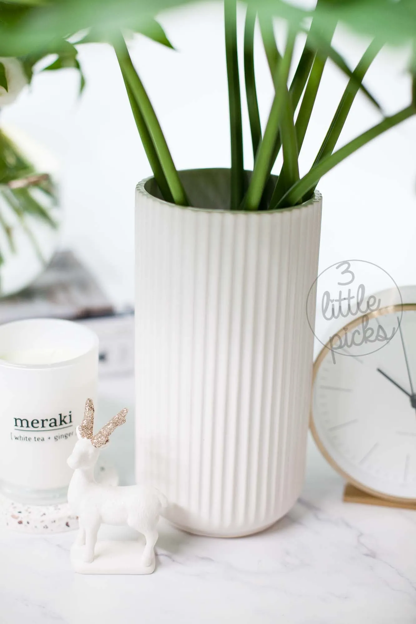 Simple White Fluted Vase