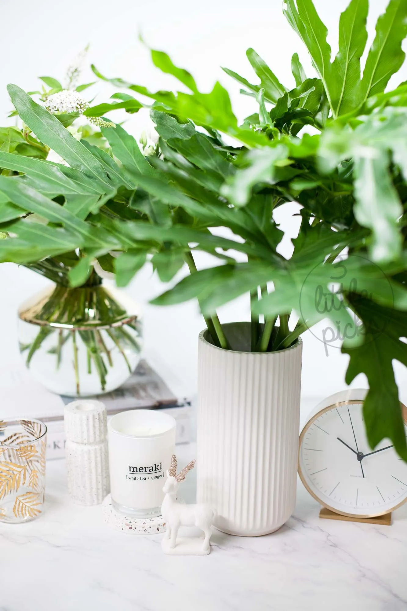 Simple White Fluted Vase