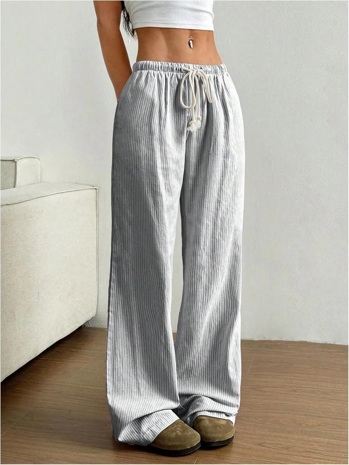 SOLY HUX Women's Drawstring Straight Leg Baggy Pants Casual Lounge Pants Trousers with Pocket