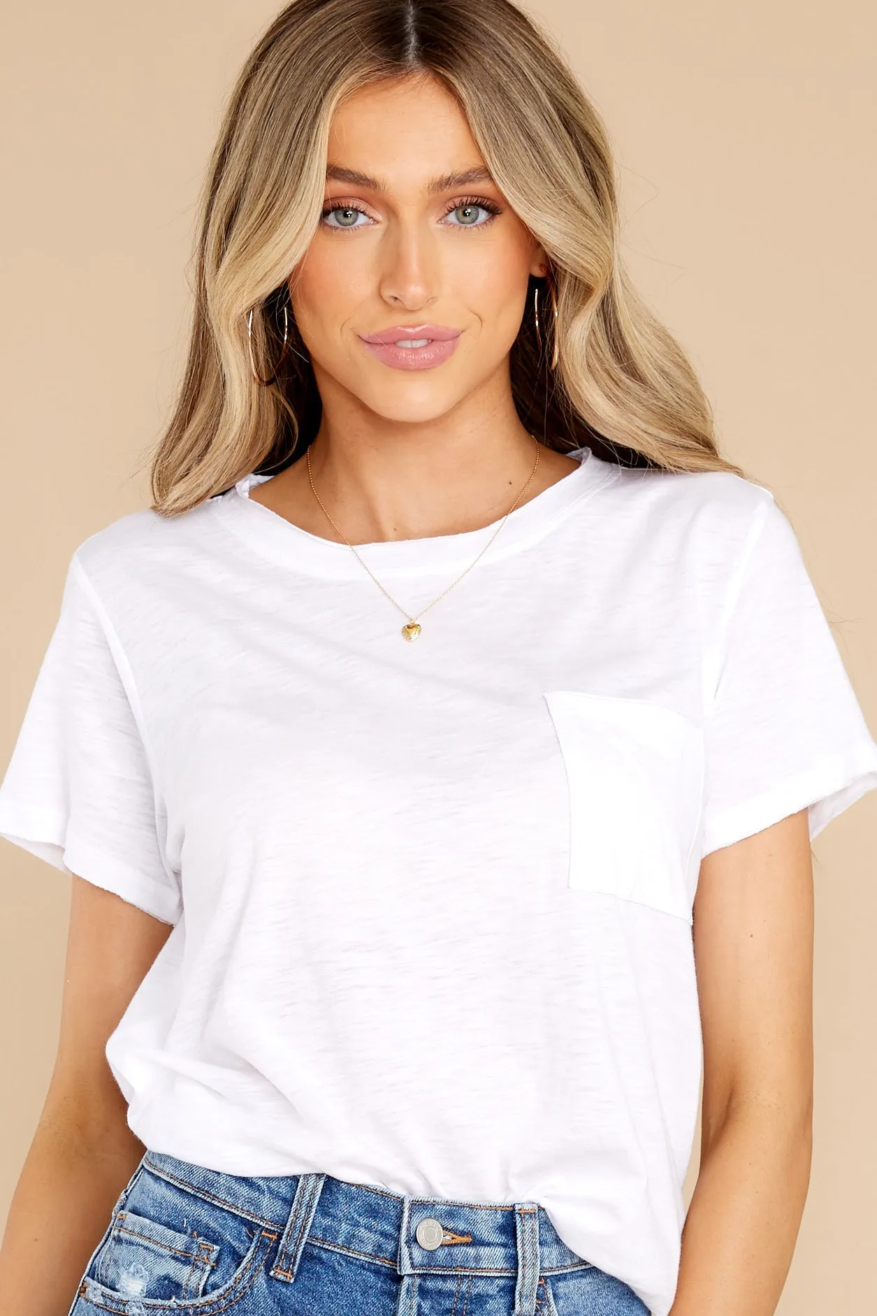 Start Somewhere White Pocket Tee
