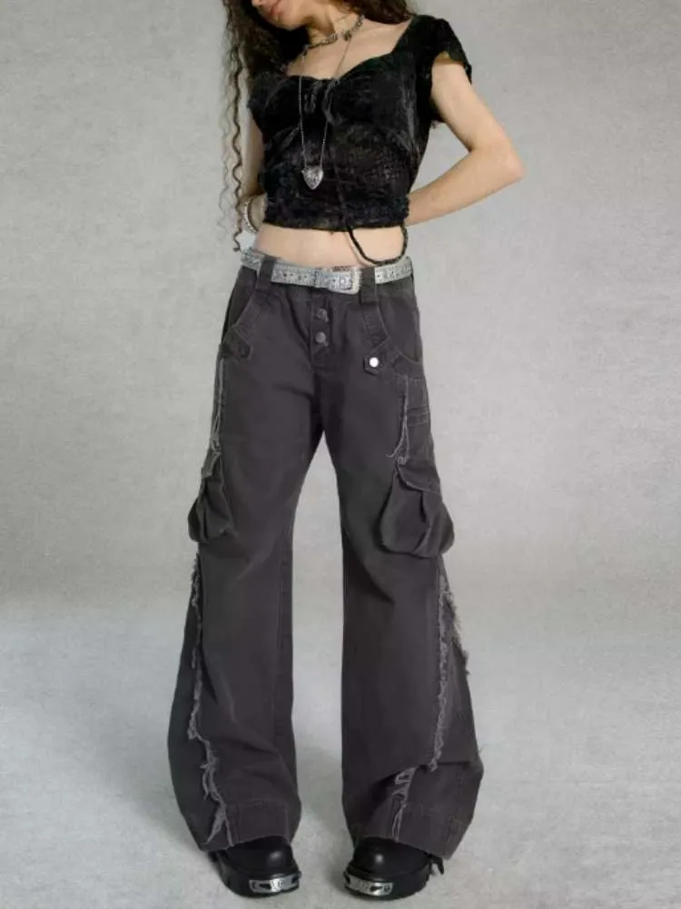 Straight Loose Washed Distressed Trumpet Mop Pants【s0000009022】