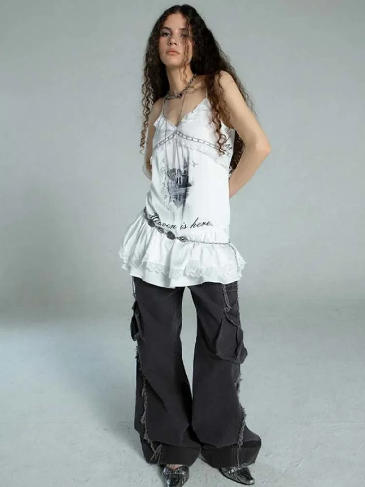 Straight Loose Washed Distressed Trumpet Mop Pants【s0000009022】