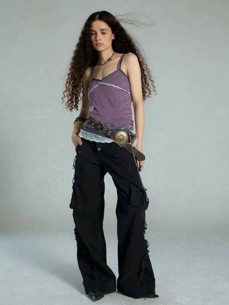 Straight Loose Washed Distressed Trumpet Mop Pants【s0000009022】