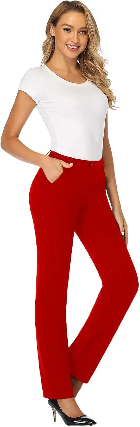 Tapata Women's Stretchy Straight Leg Dress Pants with Pockets Petite/28'' Regular/30'' Long/32'' Tall/34'' for Work Business
