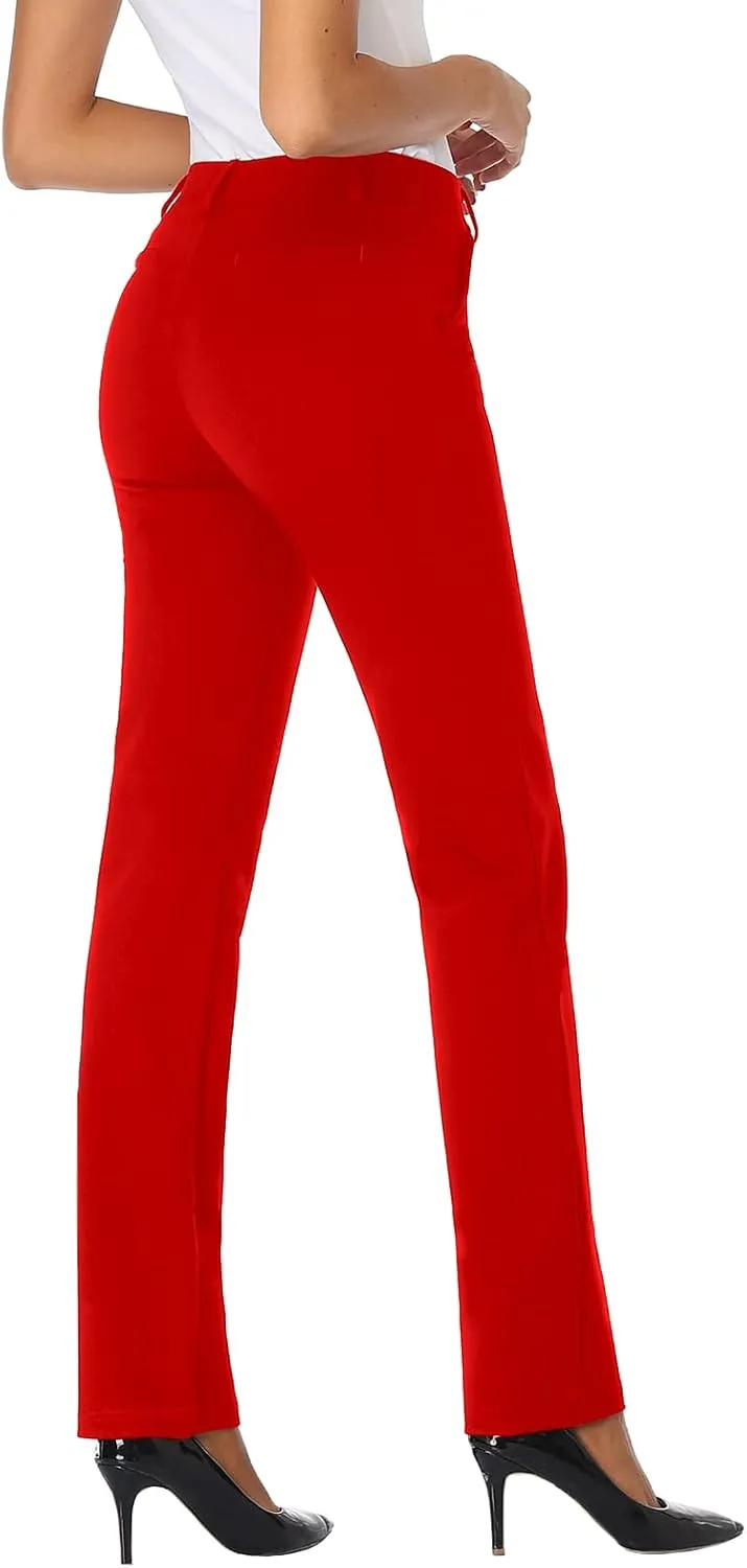 Tapata Women's Stretchy Straight Leg Dress Pants with Pockets Petite/28'' Regular/30'' Long/32'' Tall/34'' for Work Business