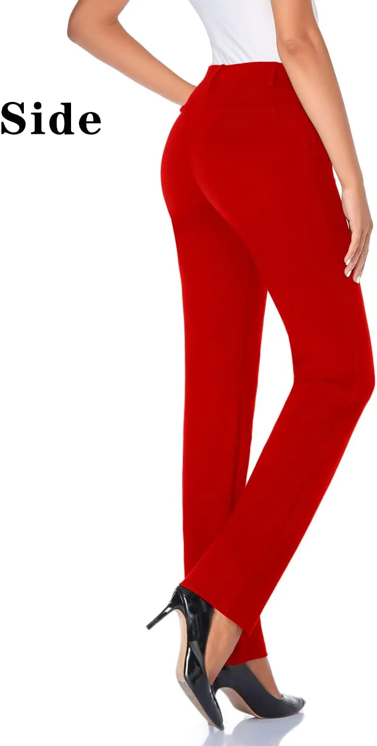 Tapata Women's Stretchy Straight Leg Dress Pants with Pockets Petite/28'' Regular/30'' Long/32'' Tall/34'' for Work Business