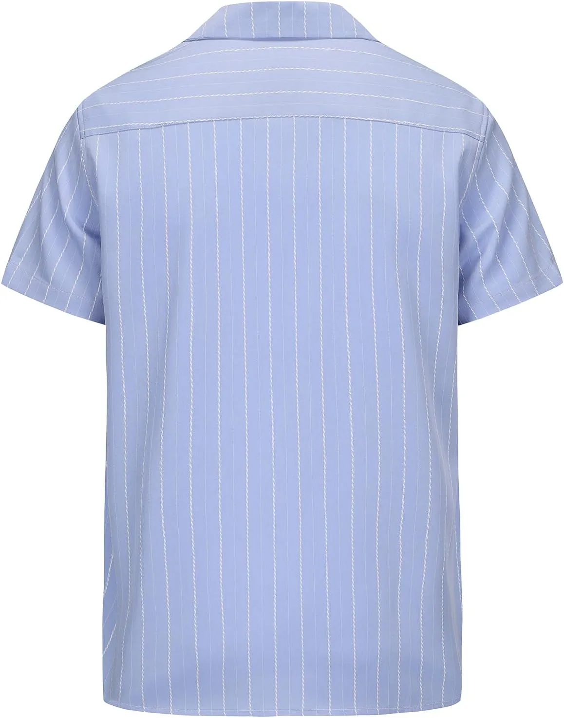 TUNEVUSE Men Hawaiian Shirt Vintage Striped Shirt Short Sleeve Summer Beach Causal Cuban Collar Shirt with Pocket