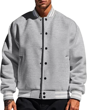 Varsity Jacket For Men Baseball Bomber Jacket Cotton Blend Letterman Jackets Trendy Lightweight Casual Coat