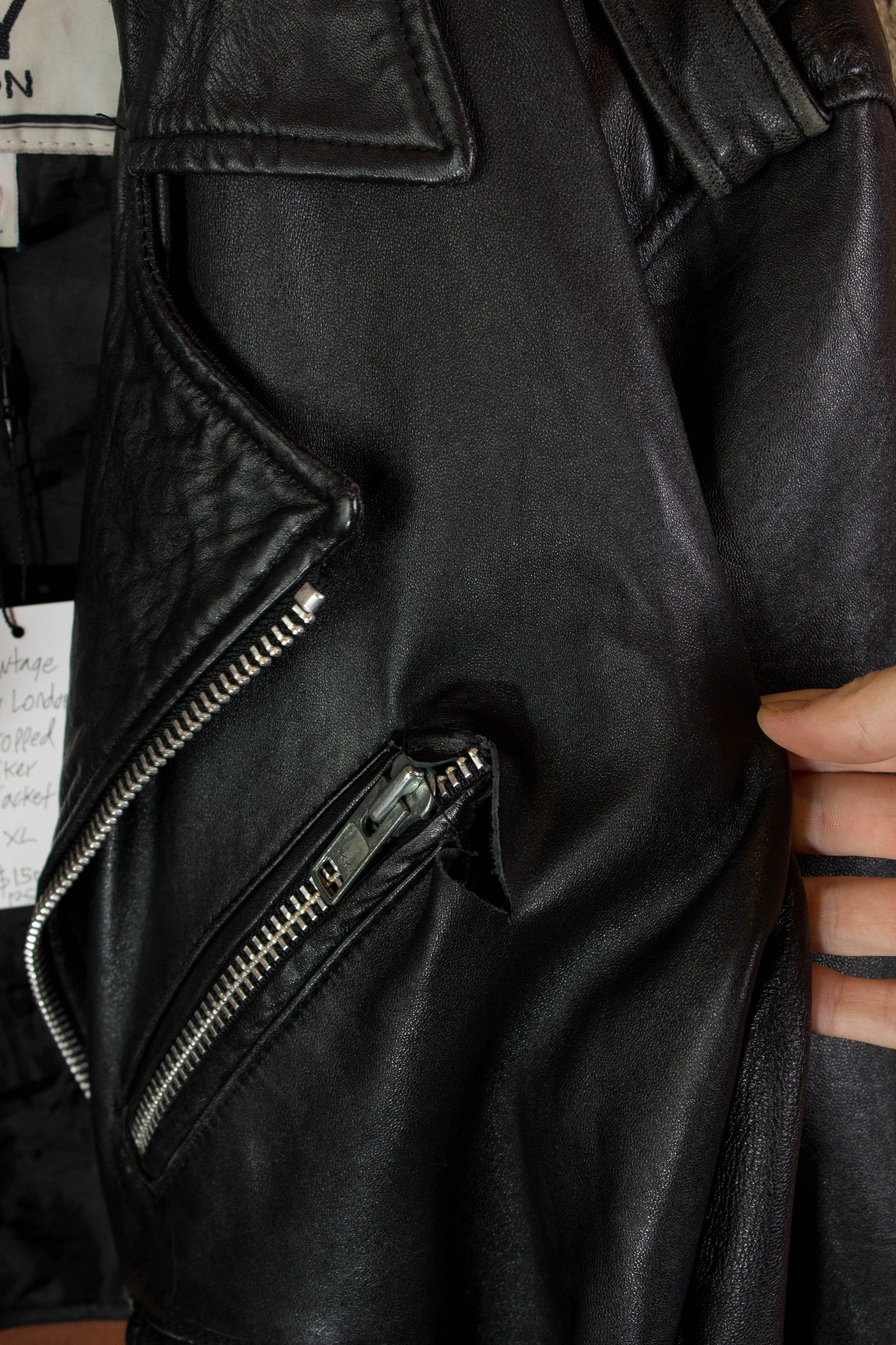 Vintage 90s Boy London Cropped Leather Biker Jacket Unisex Medium-Large