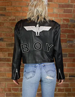 Vintage 90s Boy London Cropped Leather Biker Jacket Unisex Medium-Large