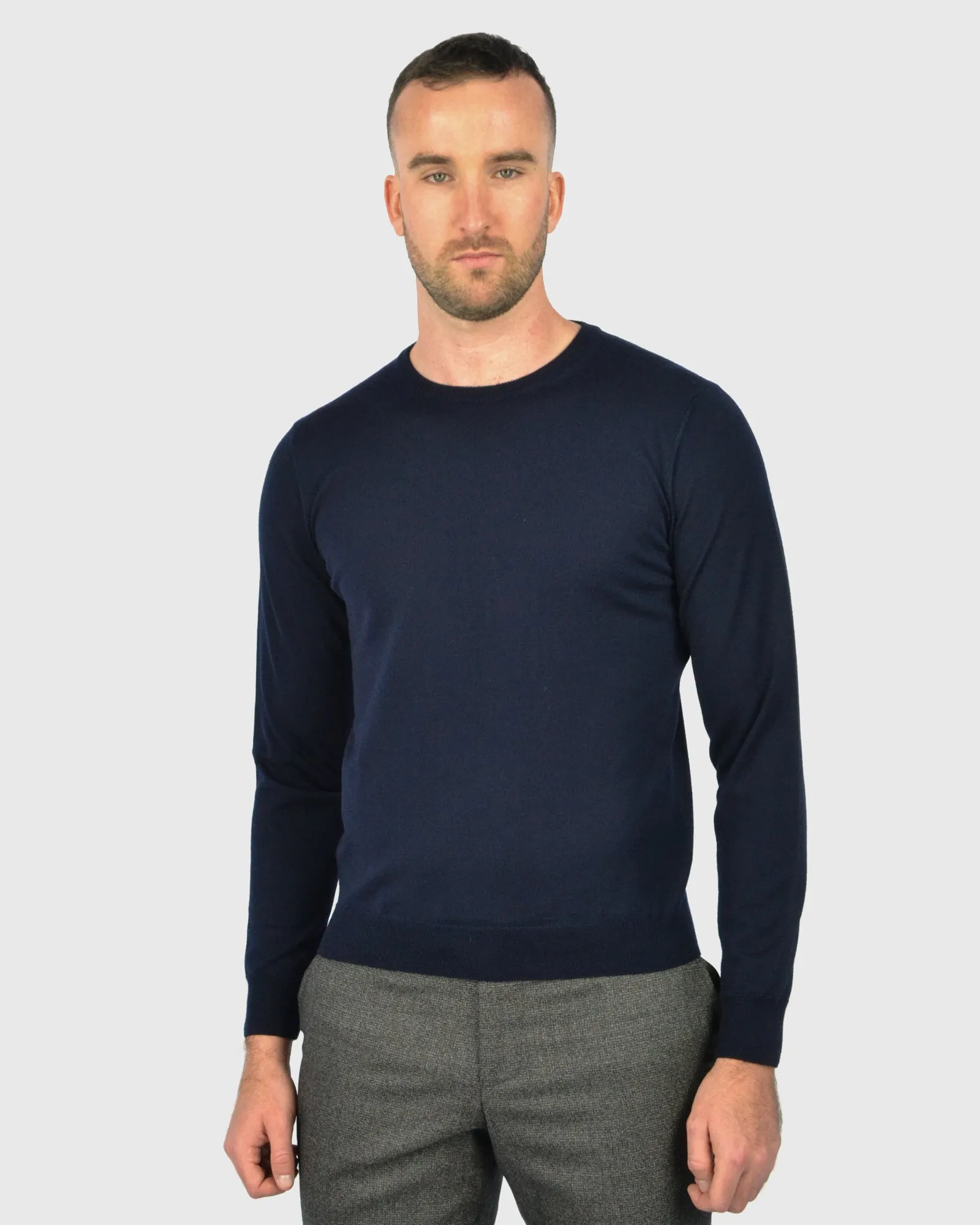 VISCONTI W23C NAVY WOOL CREW NECK SWEATER