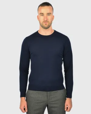 VISCONTI W23C NAVY WOOL CREW NECK SWEATER