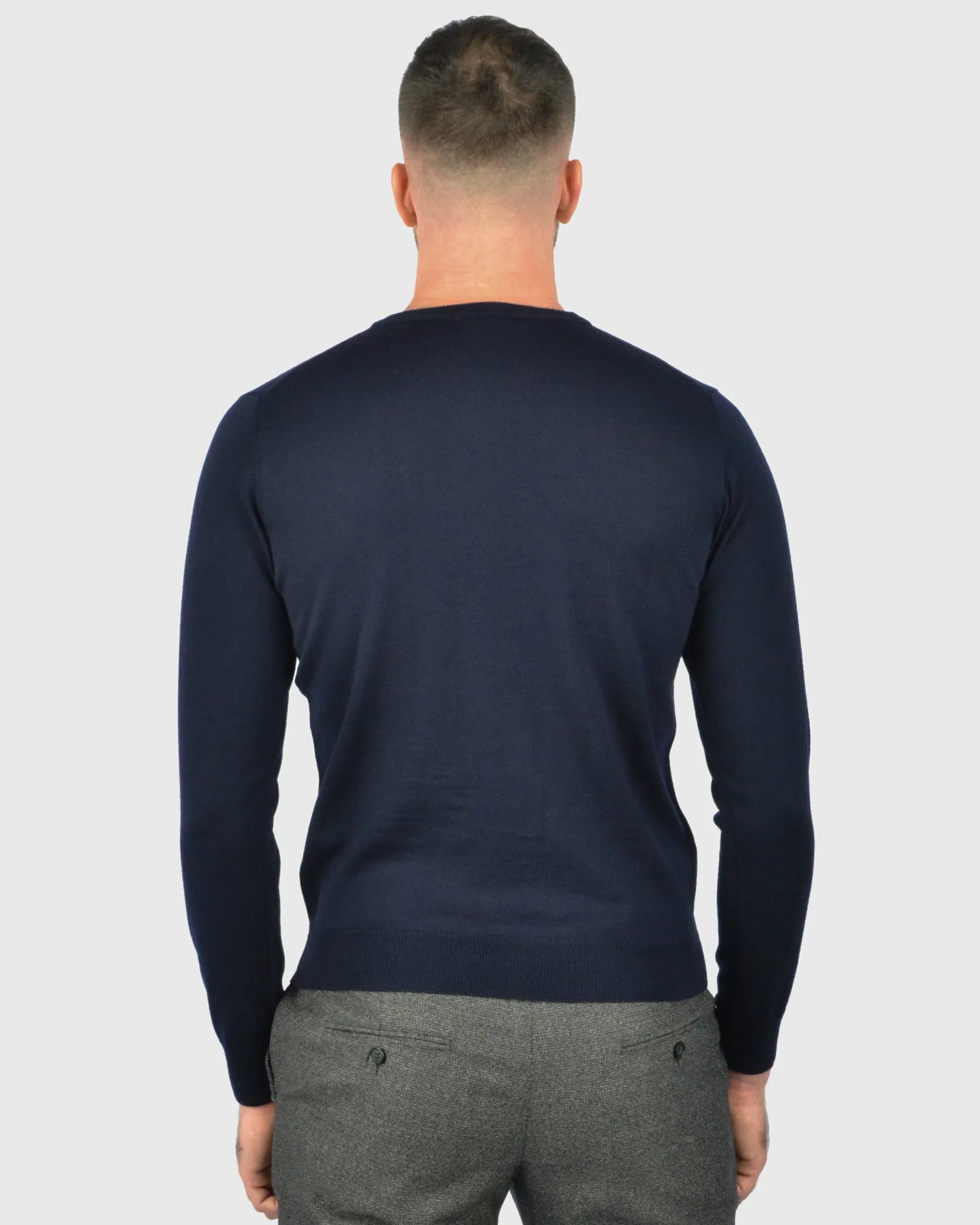 VISCONTI W23C NAVY WOOL CREW NECK SWEATER