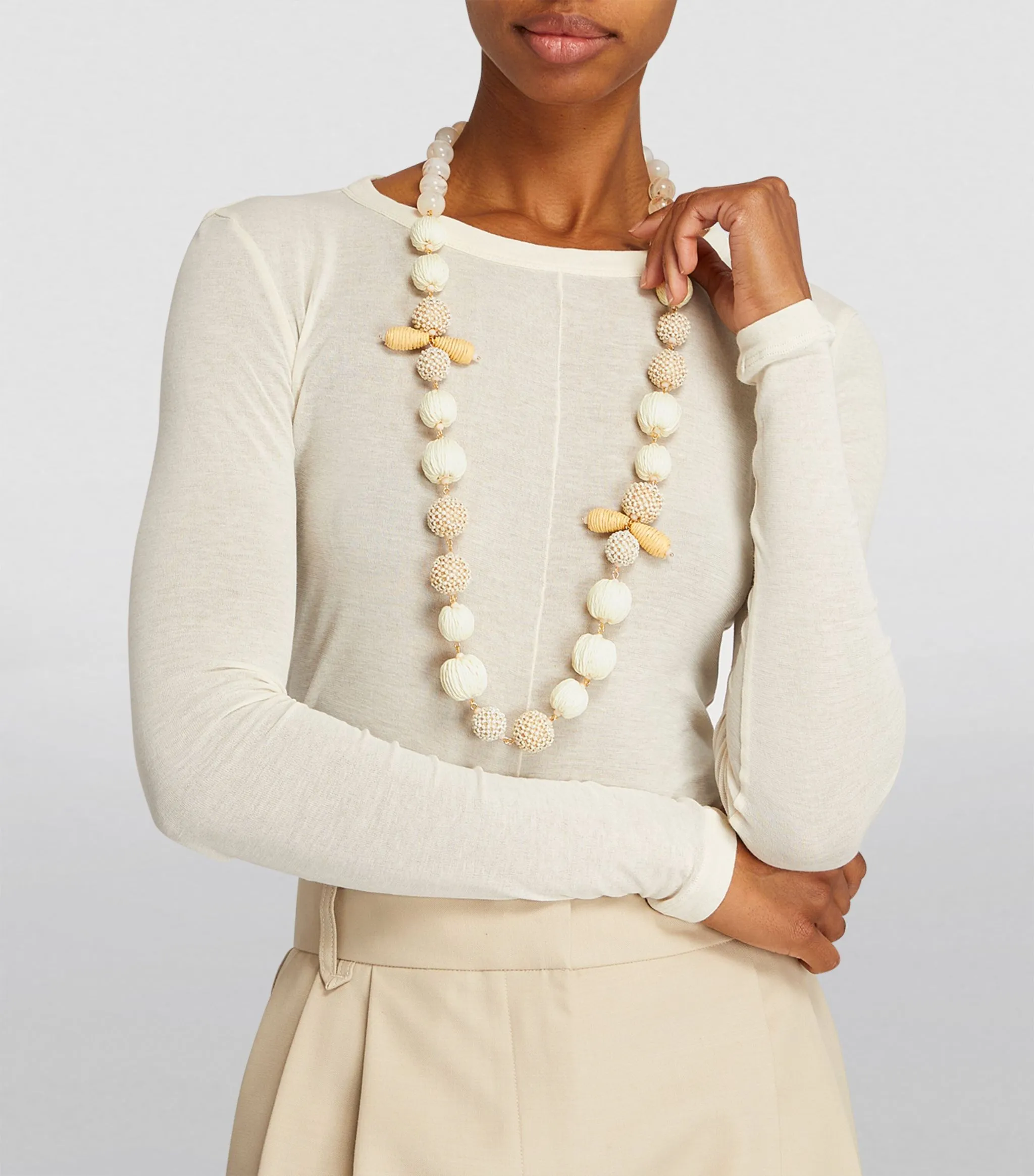 WEEKEND MAX MARA ALIGI NECKLACE IN ECRU