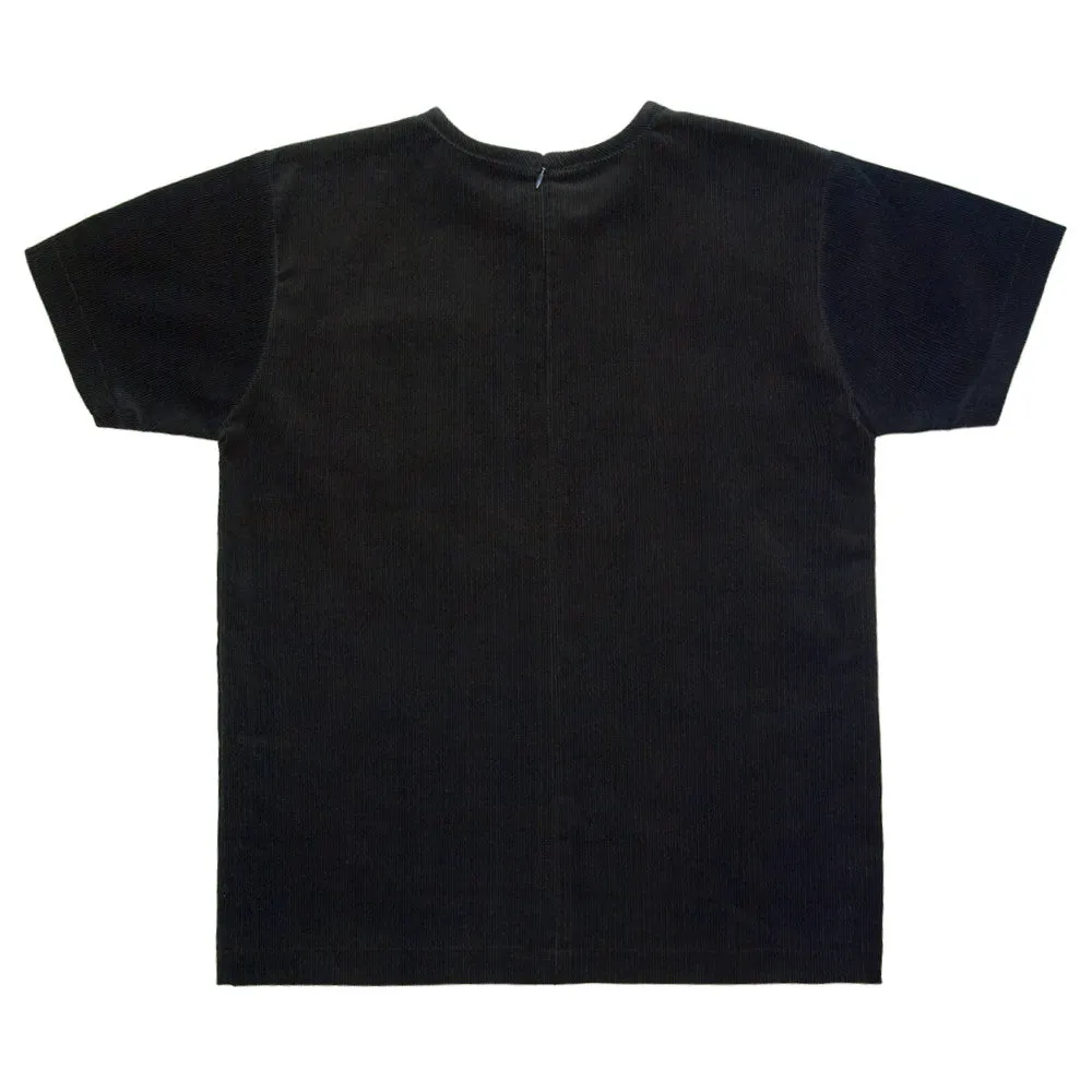 White T-Shirt | Black Corduroy