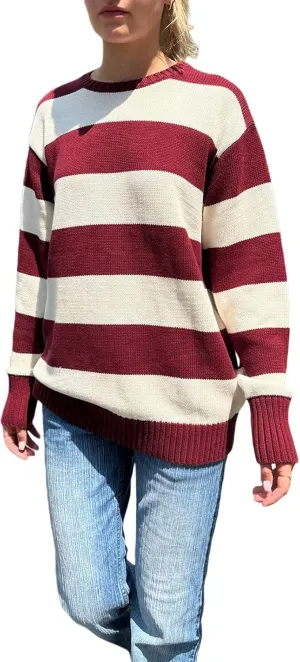 Women 90s Striped Knit Sweater Y2k Long Sleeve Oversized Pullover Sweaters Streetwear Fall Winter Knitwear