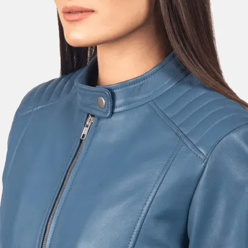Womens Flashback Blue Biker Jacket