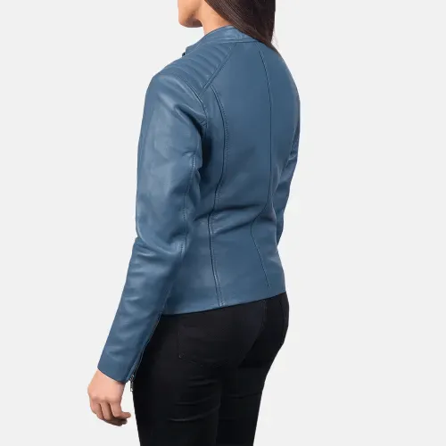 Womens Flashback Blue Biker Jacket