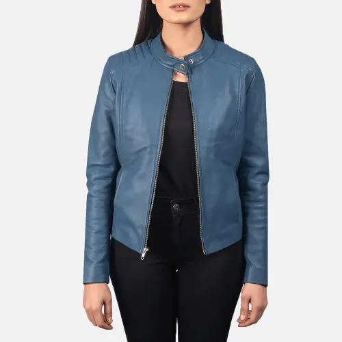 Womens Flashback Blue Biker Jacket