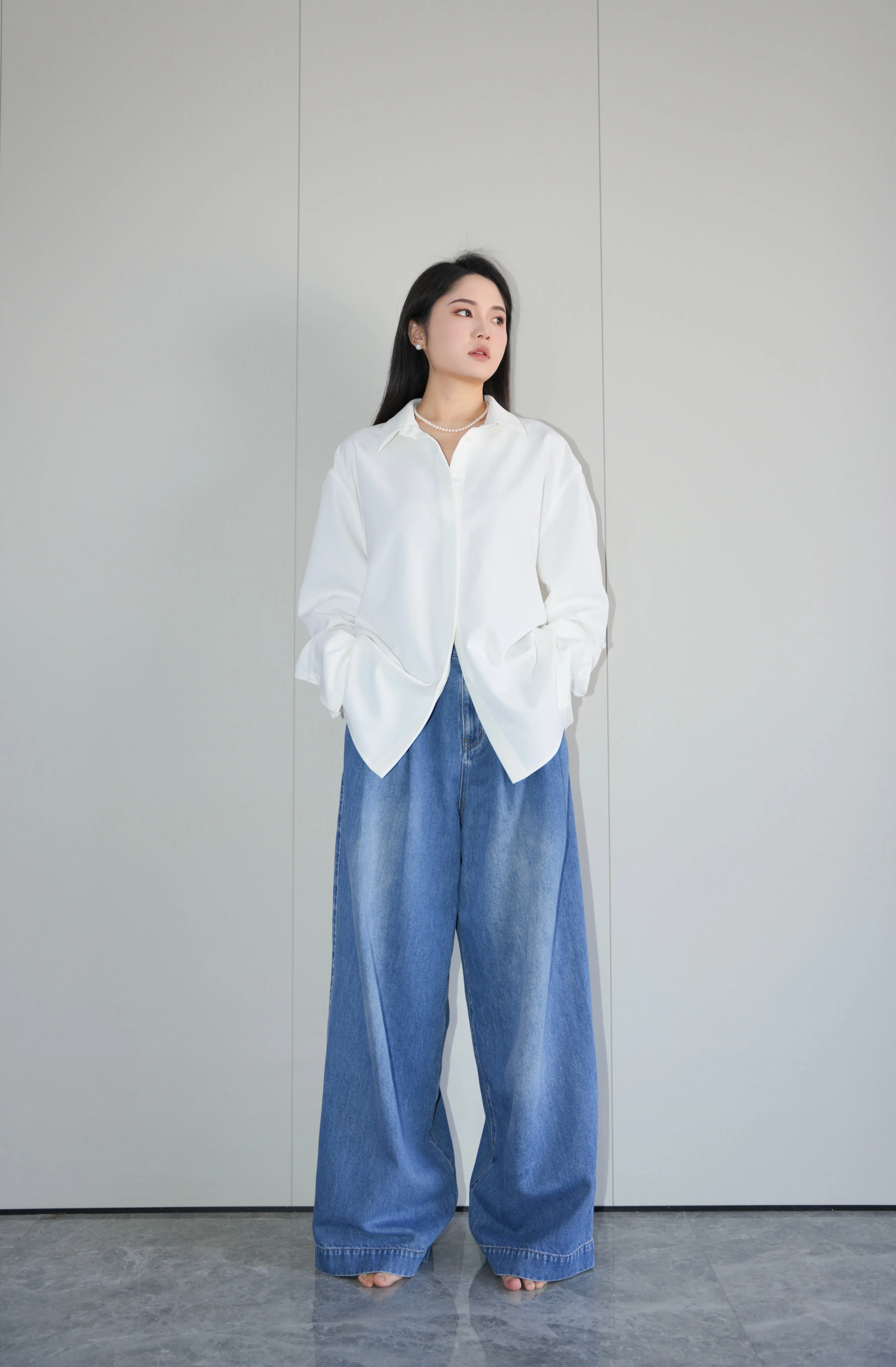 x ninido Everyday Draping Shirt - White
