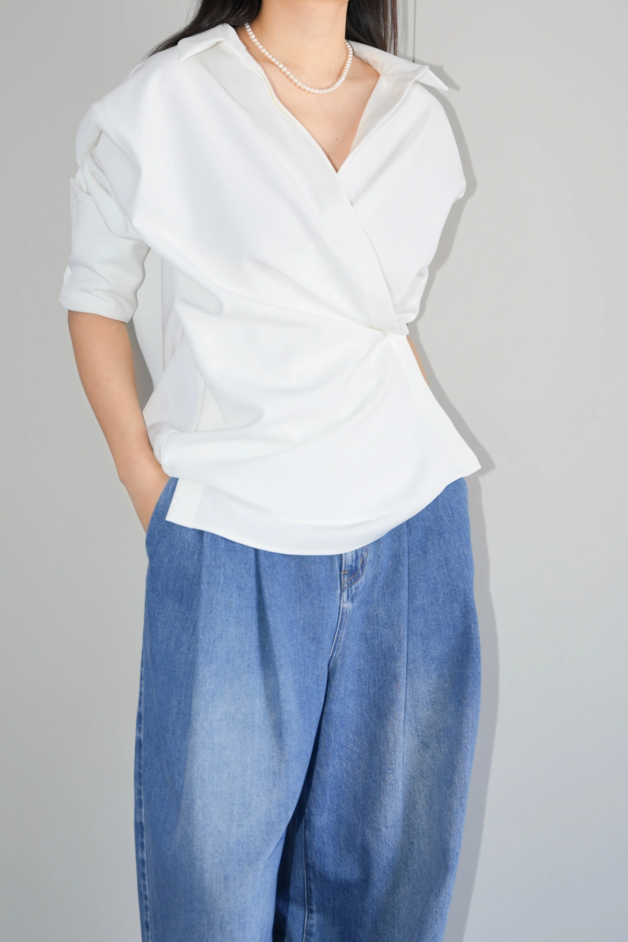 x ninido Everyday Draping Shirt - White